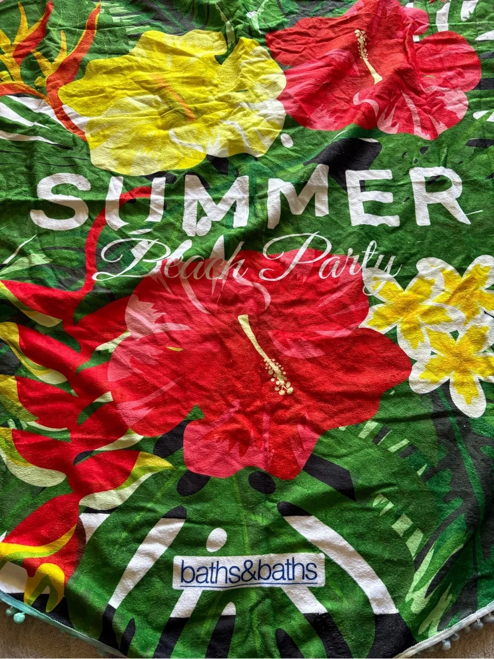 Round Beach Towel - Tropical Green